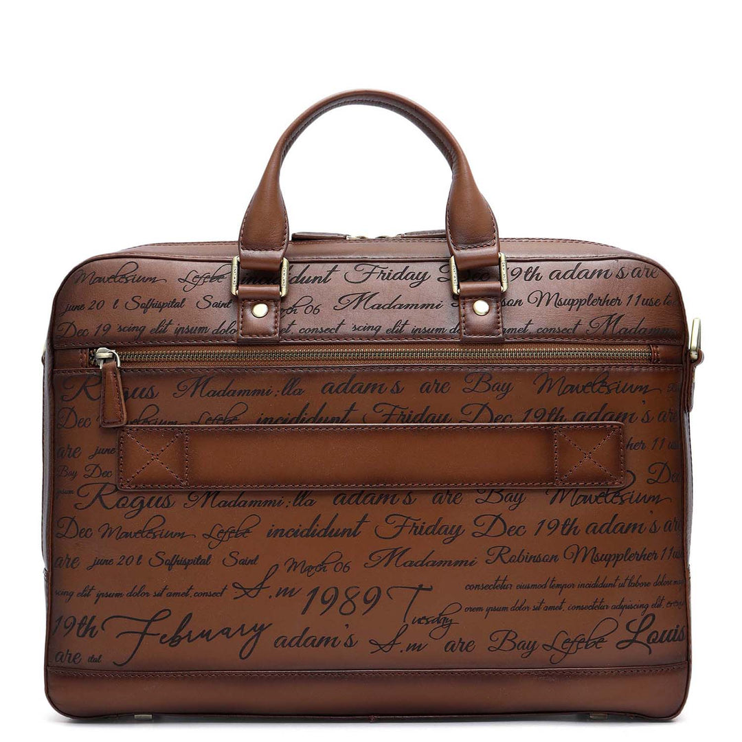 Signato Leather Laptop Bag - Cognac