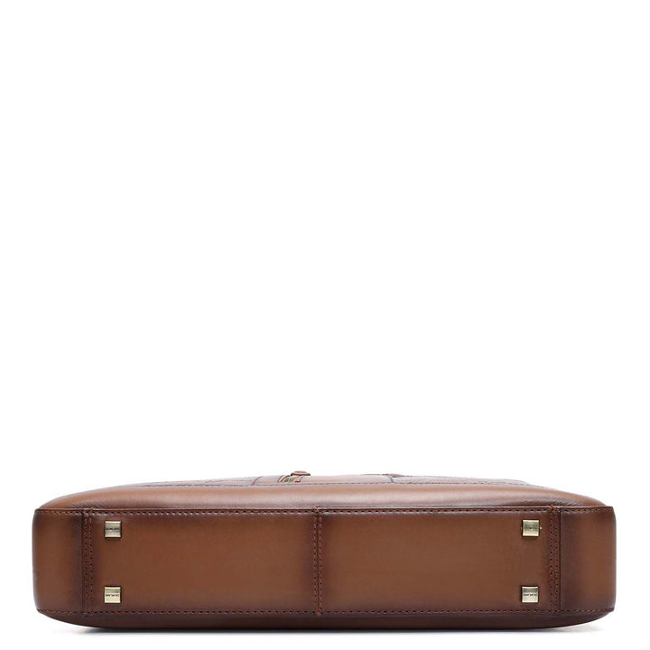 Signato Leather Laptop Bag - Cognac