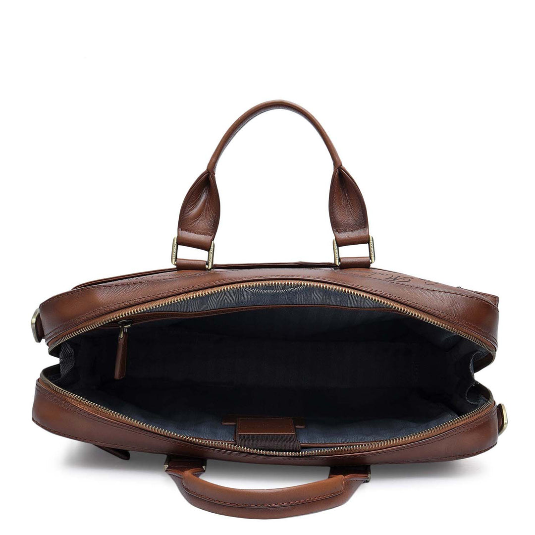 Signato Leather Laptop Bag - Cognac