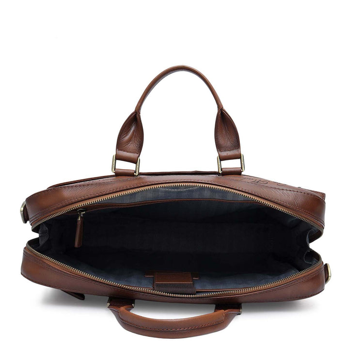 Signato Leather Laptop Bag - Cognac