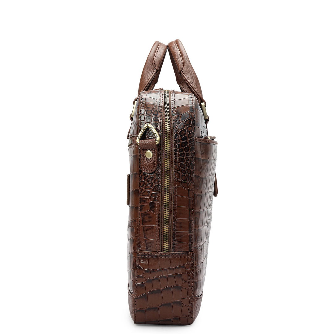 Croco Franzy Leather Laptop Bag - Date