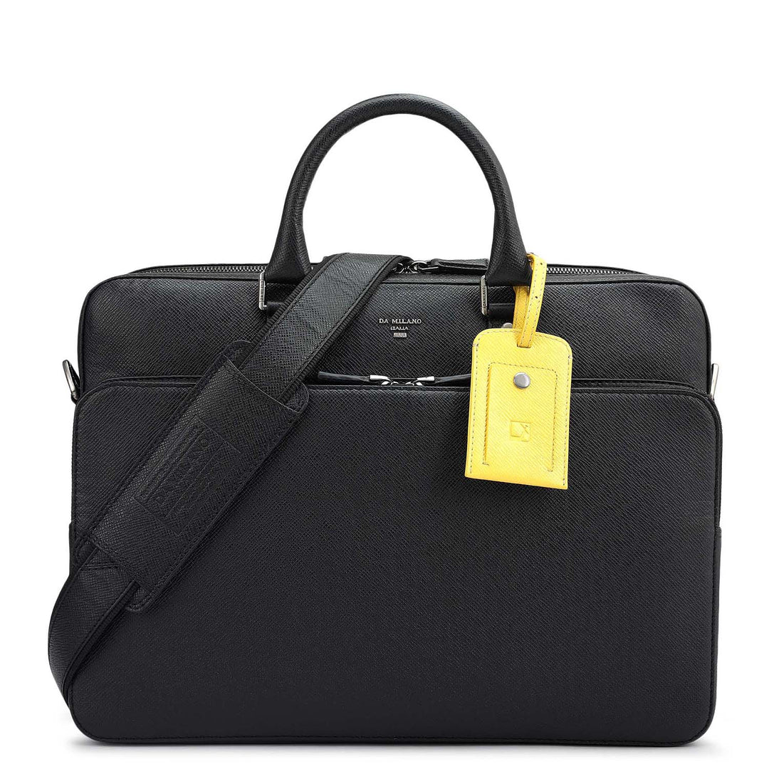 Franzy Leather Laptop Bag - Black