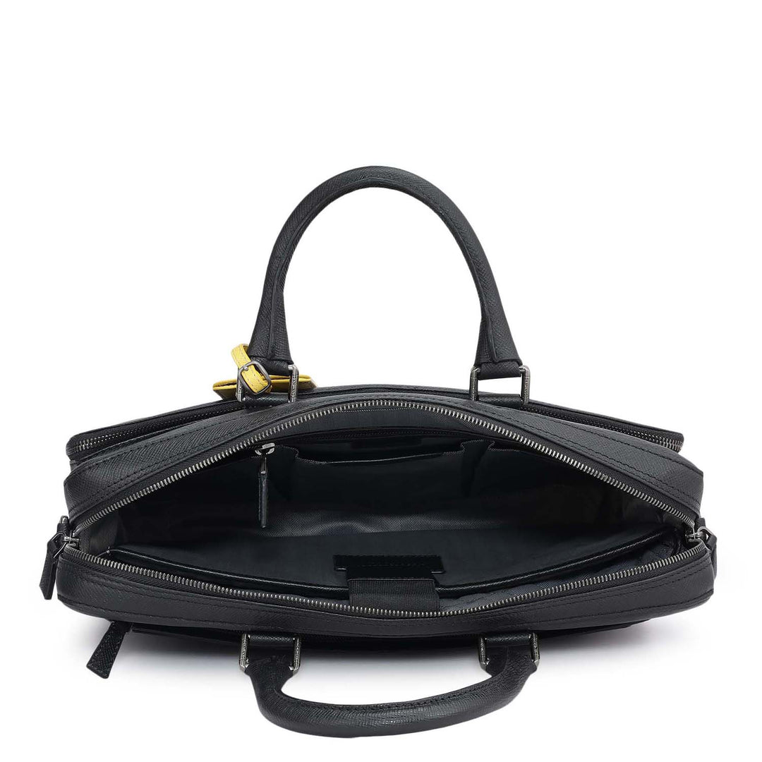 Franzy Leather Laptop Bag - Black