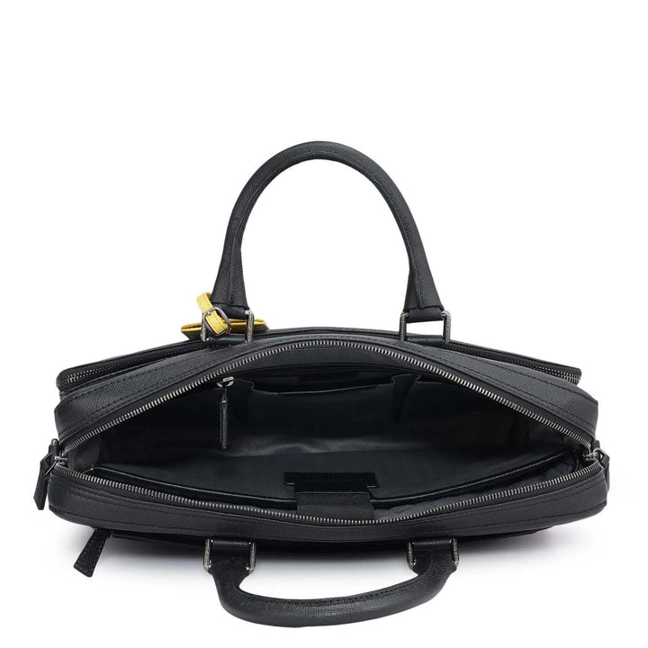 Franzy Leather Laptop Bag - Black