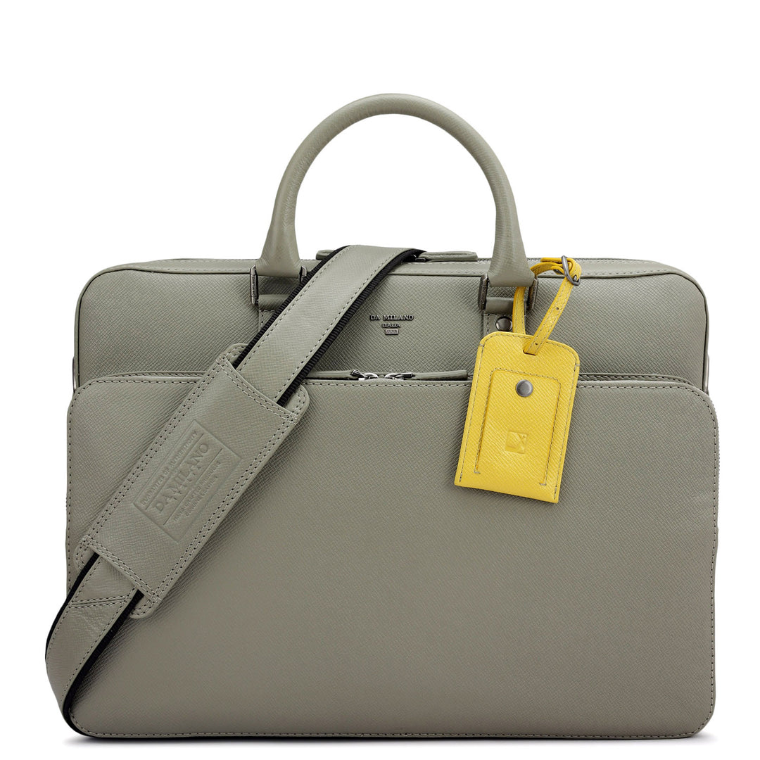Franzy Leather Laptop Bag - Stone Grey