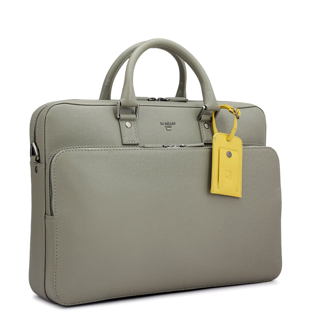 Franzy Leather Laptop Bag - Stone Grey