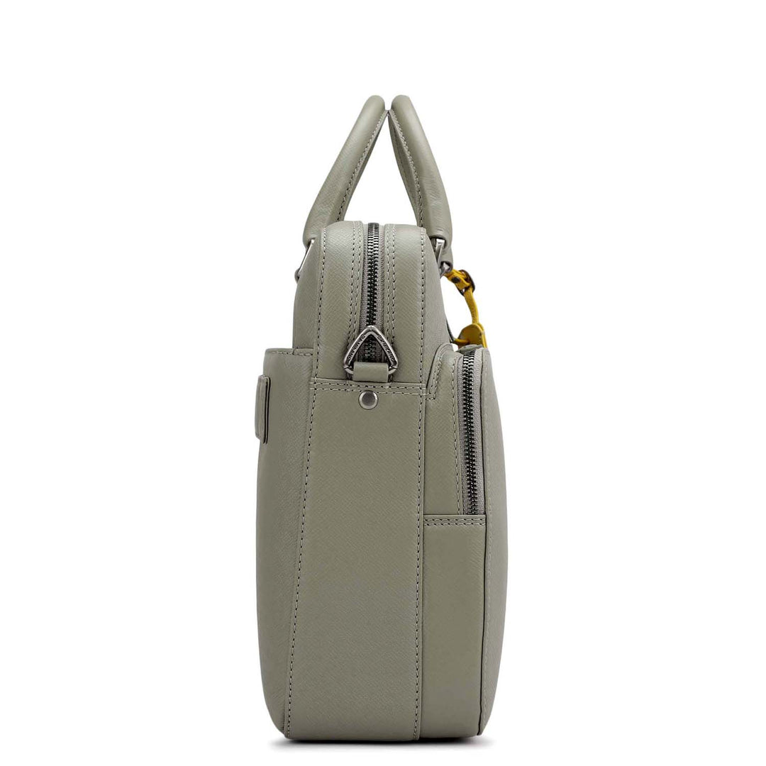Franzy Leather Laptop Bag - Stone Grey