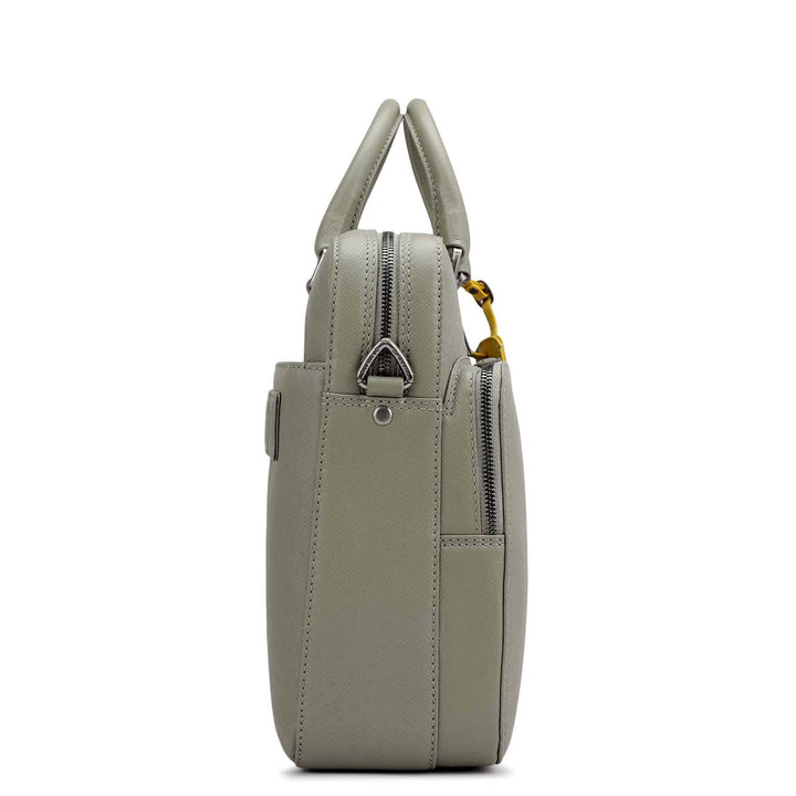 Franzy Leather Laptop Bag - Stone Grey