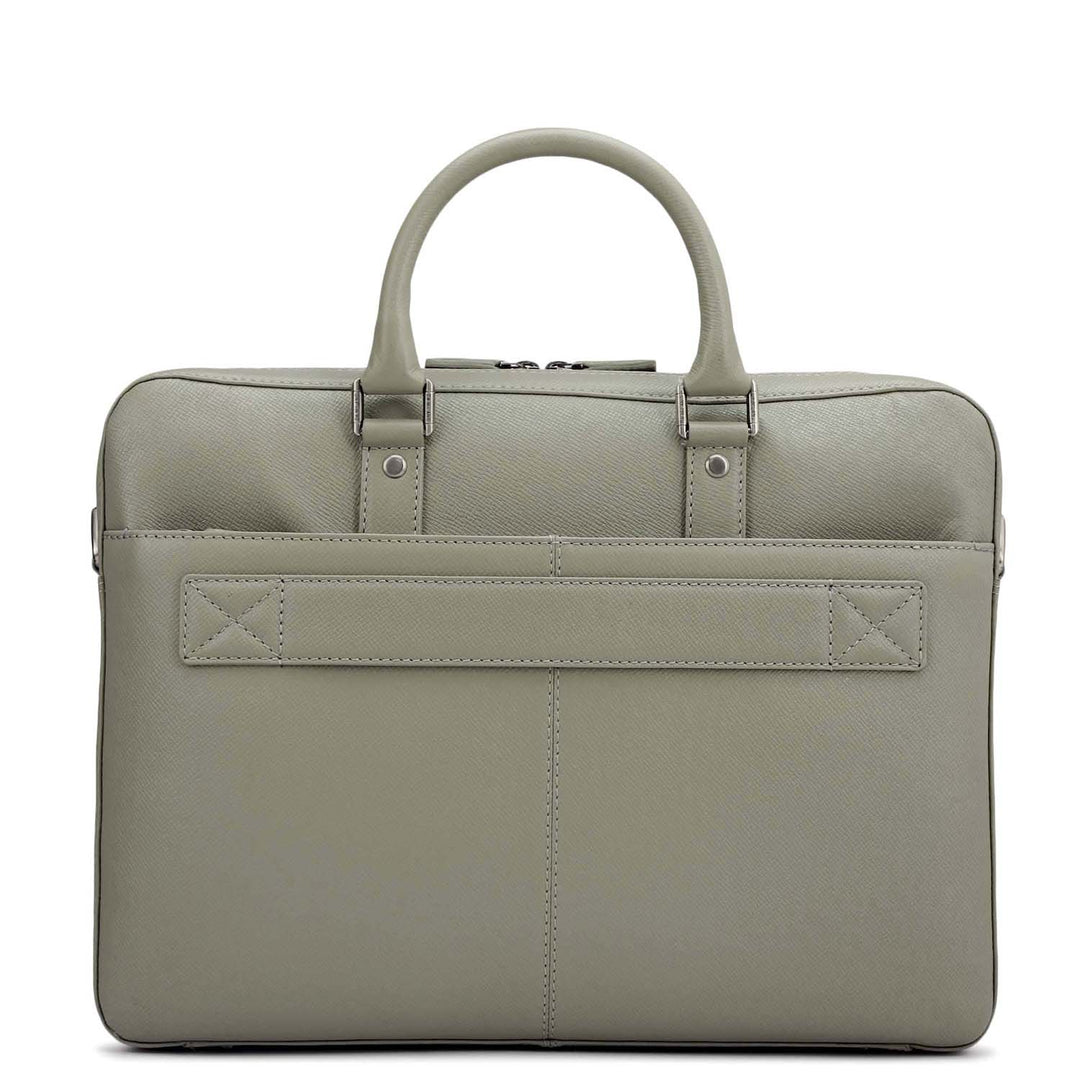 Franzy Leather Laptop Bag - Stone Grey