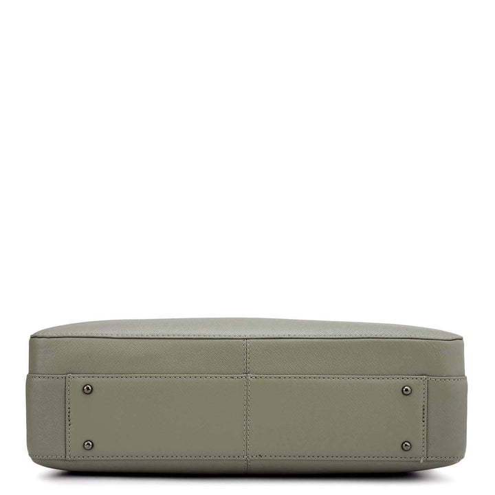 Franzy Leather Laptop Bag - Stone Grey