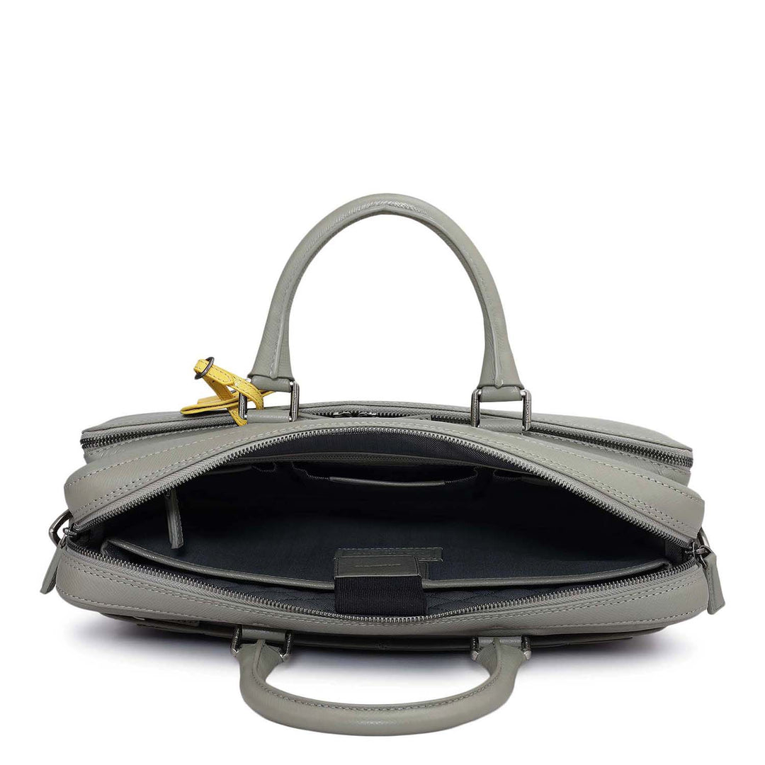 Franzy Leather Laptop Bag - Stone Grey