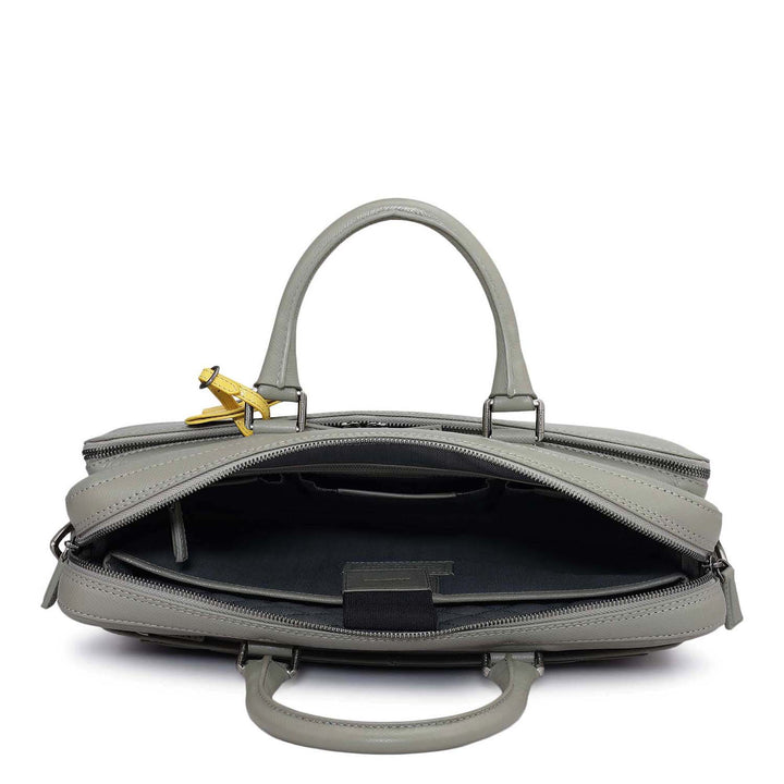 Franzy Leather Laptop Bag - Stone Grey