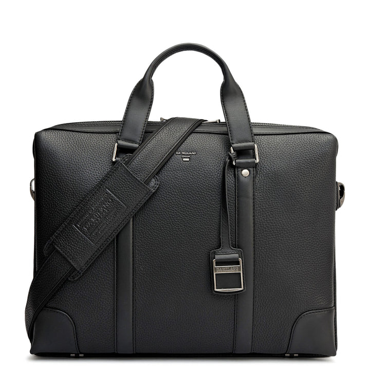 Wax Leather Laptop Bag - Black