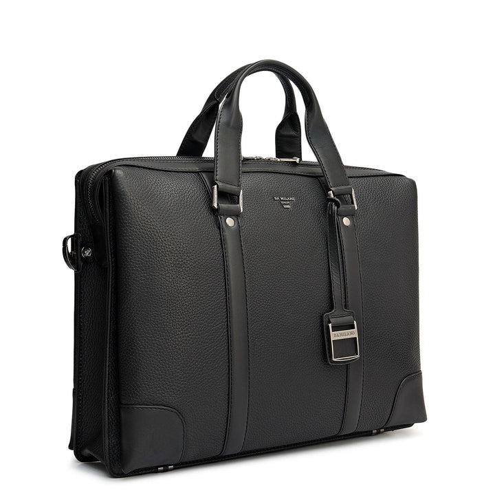 Wax Leather Laptop Bag - Black