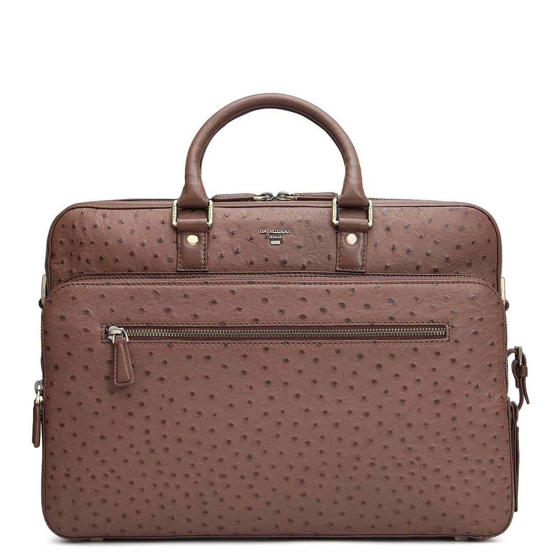 Ostrich Leather Laptop Bag - Mocha