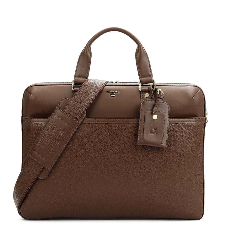 Wax Plain Leather Laptop Bag - Mocha