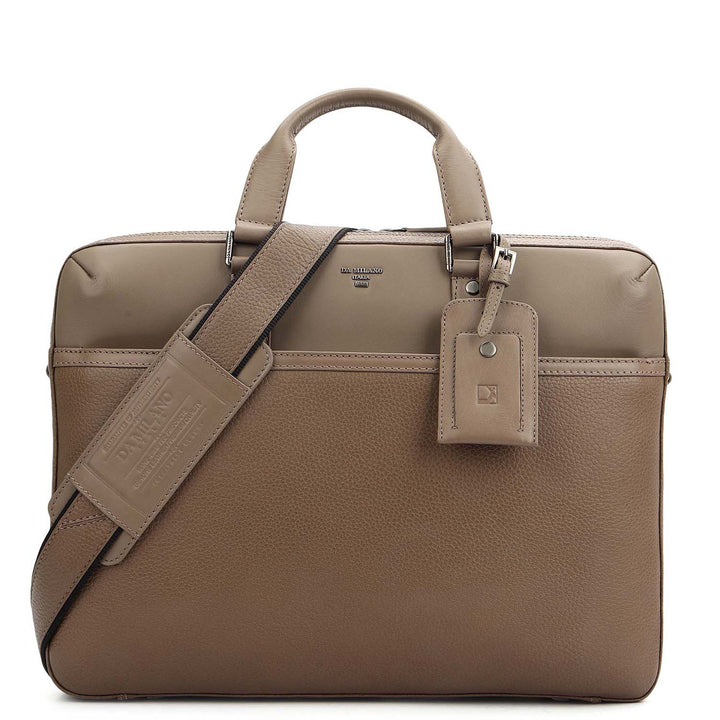 Wax Plain Leather Laptop Bag - Smoke Grey