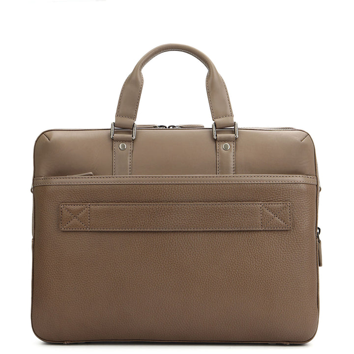 Wax Plain Leather Laptop Bag - Smoke Grey