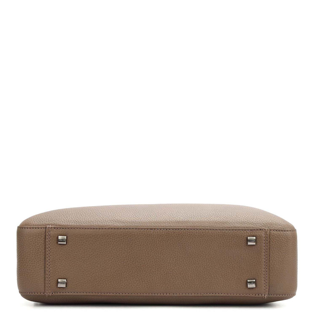 Wax Plain Leather Laptop Bag - Smoke Grey