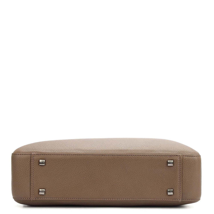 Wax Plain Leather Laptop Bag - Smoke Grey