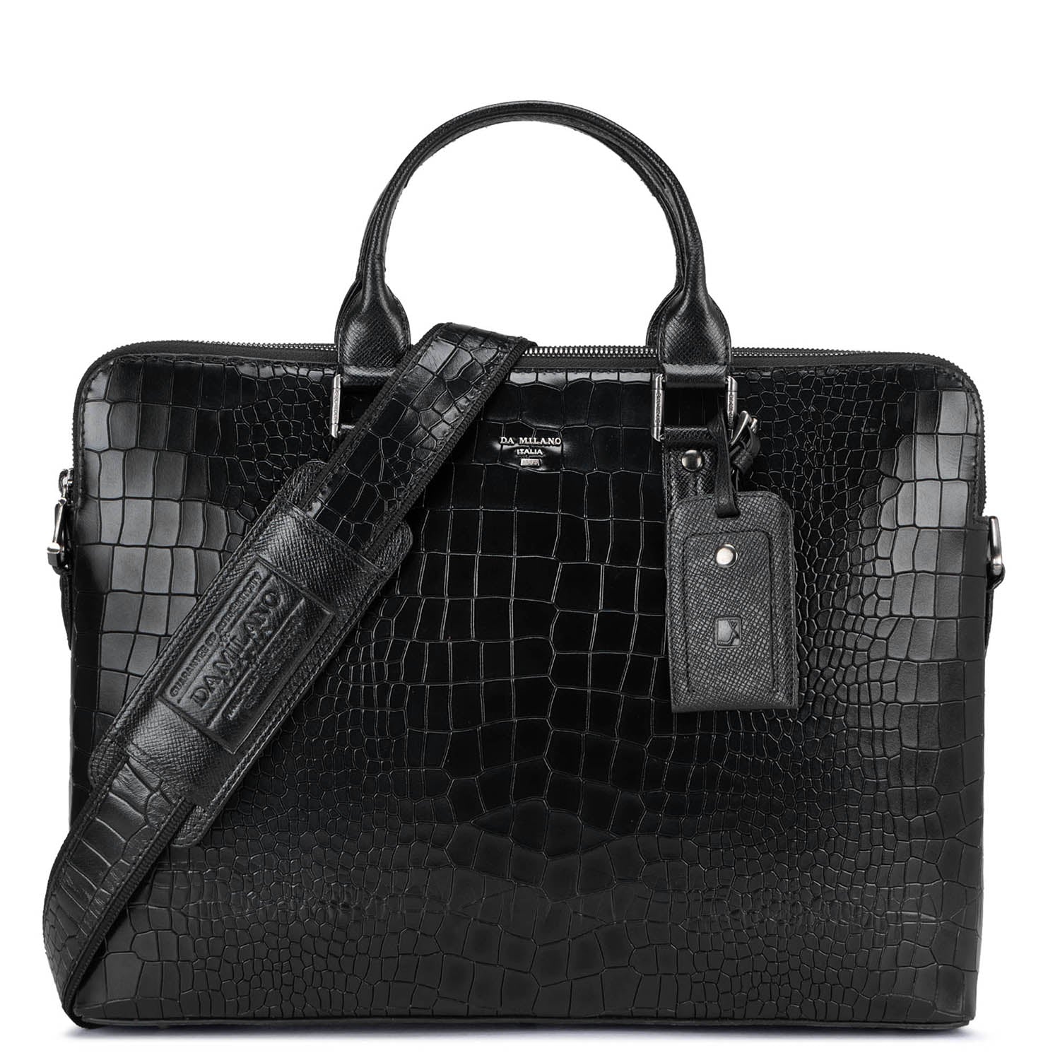 Black Croco Leather Computer Bag - Upto 14