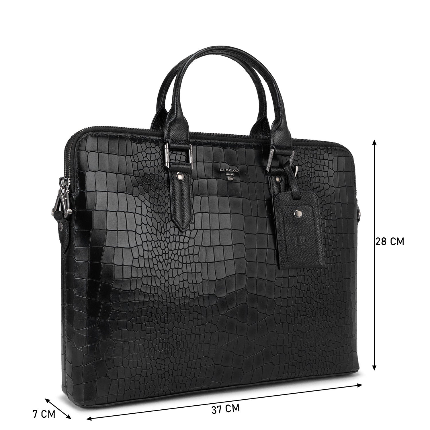 Black Croco Leather Computer Bag - Upto 14