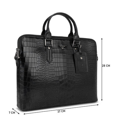 Black Croco Leather Computer Bag - Upto 14"