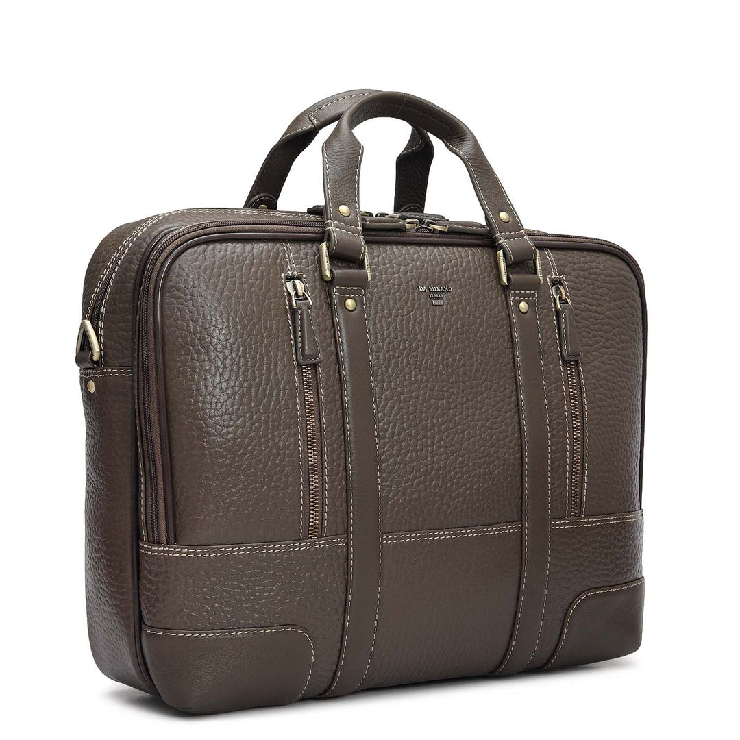Bub Leather Laptop Bag - Greyish Taupe