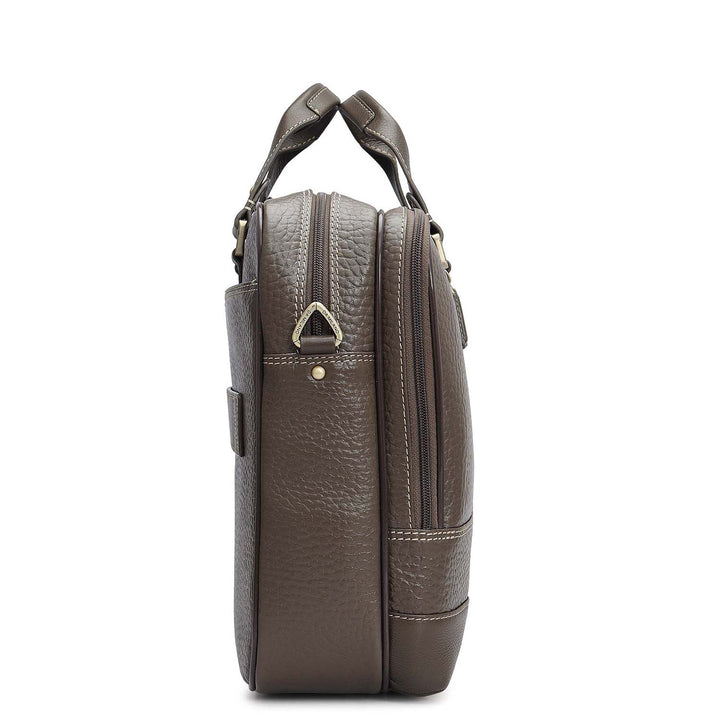 Bub Leather Laptop Bag - Greyish Taupe
