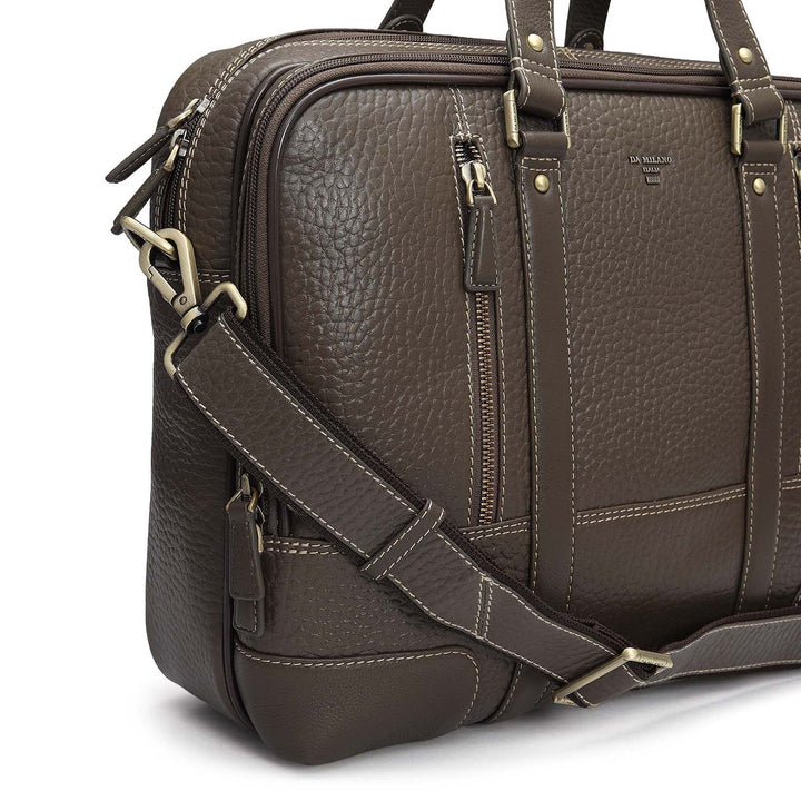 Bub Leather Laptop Bag - Greyish Taupe