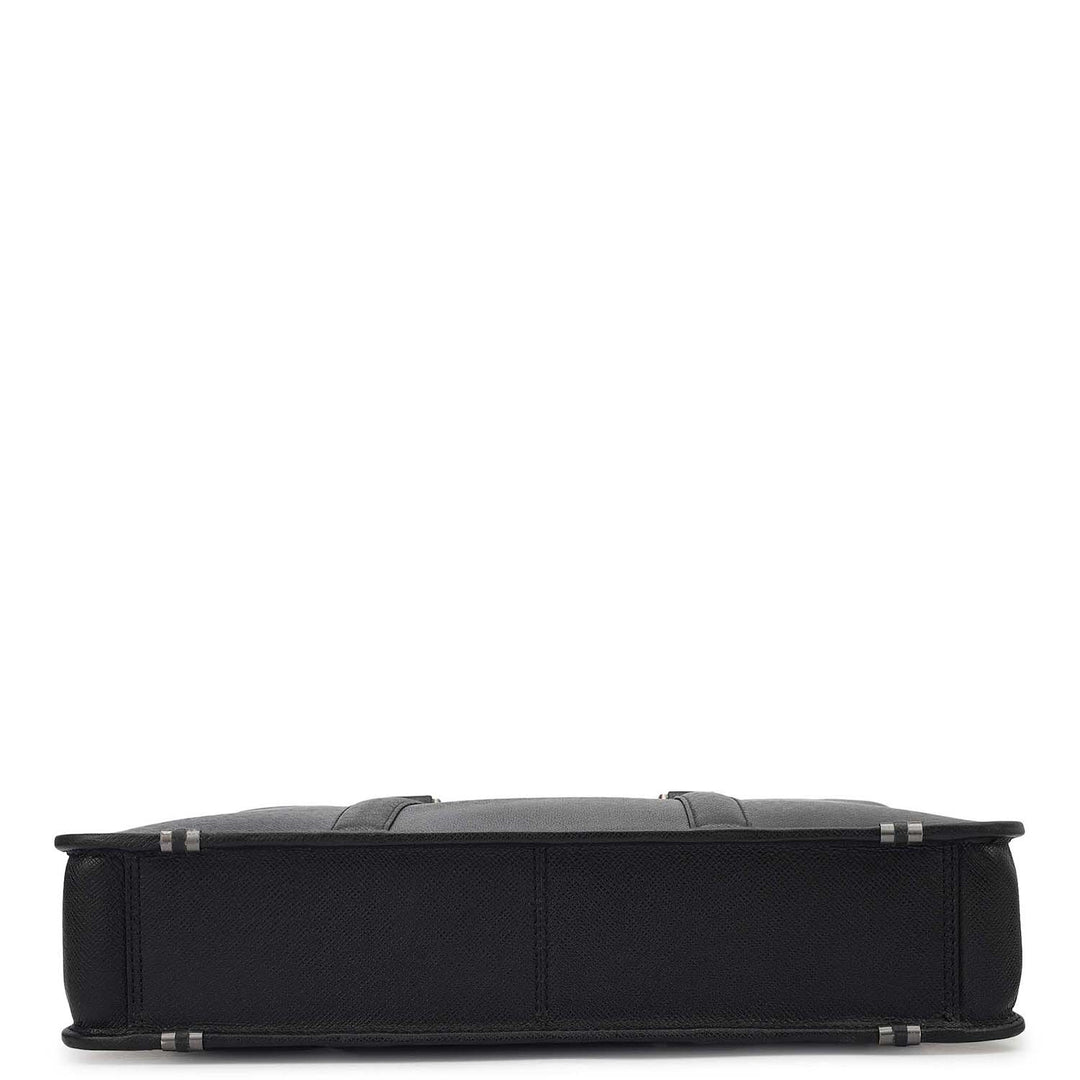 Franzy Leather Laptop Bag - Black