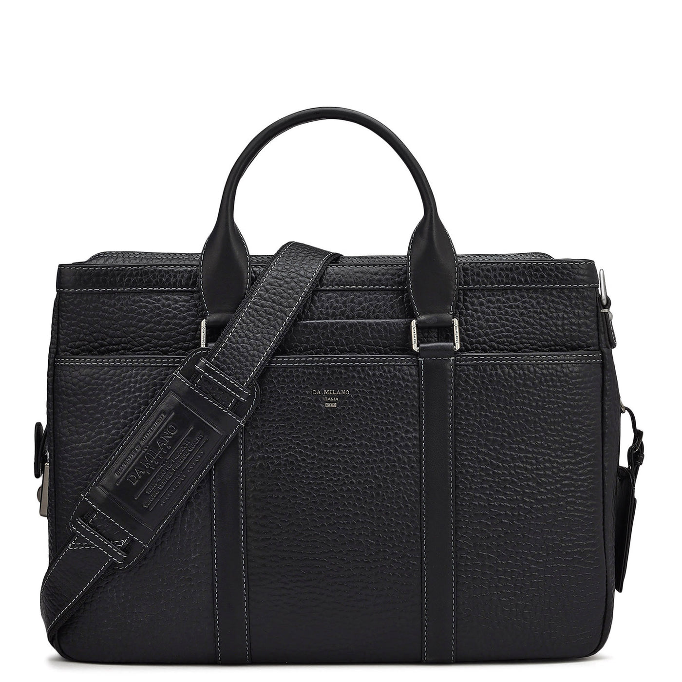 Black Bub Leather Laptop Bag - Upto 15"