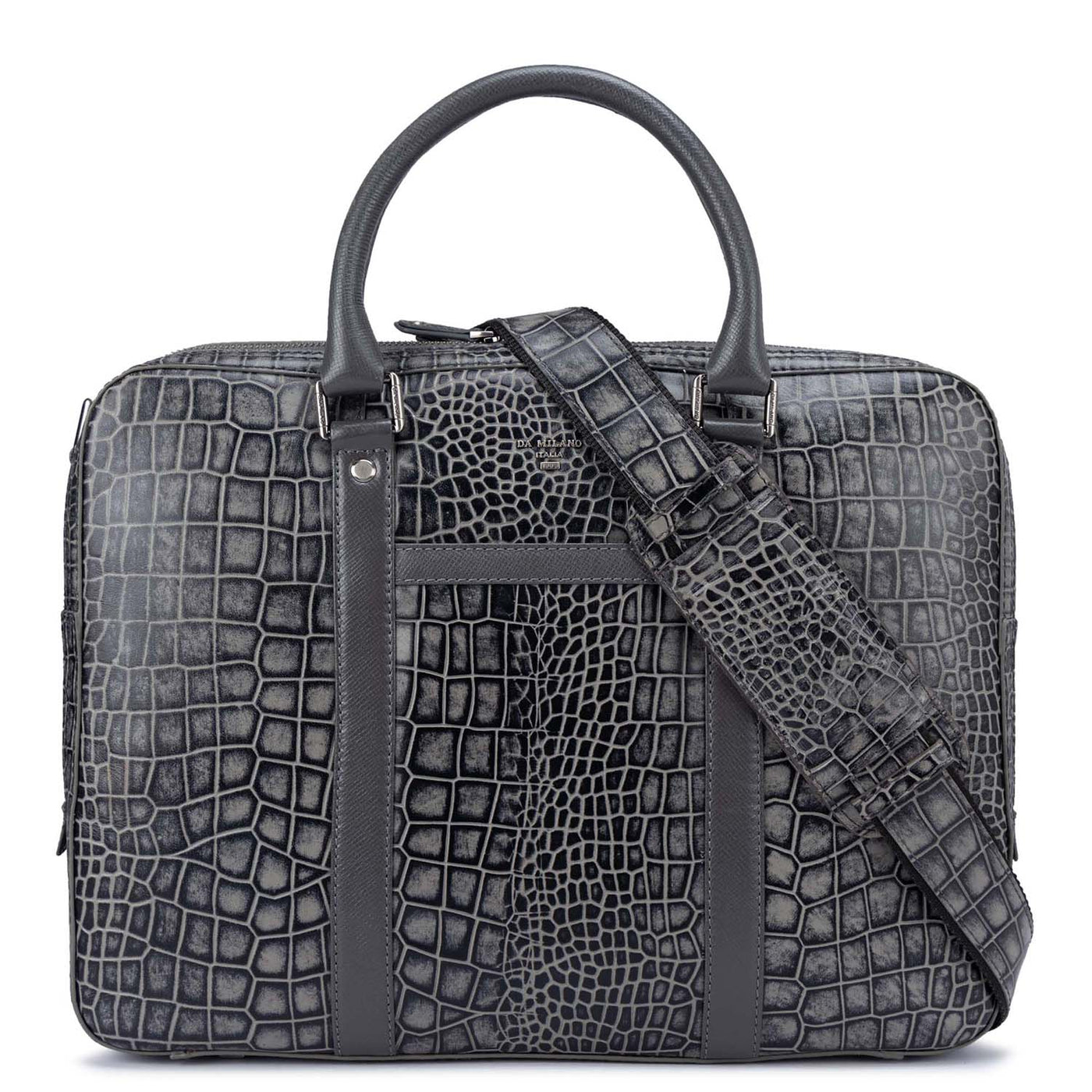 Grey leather laptop bag on sale