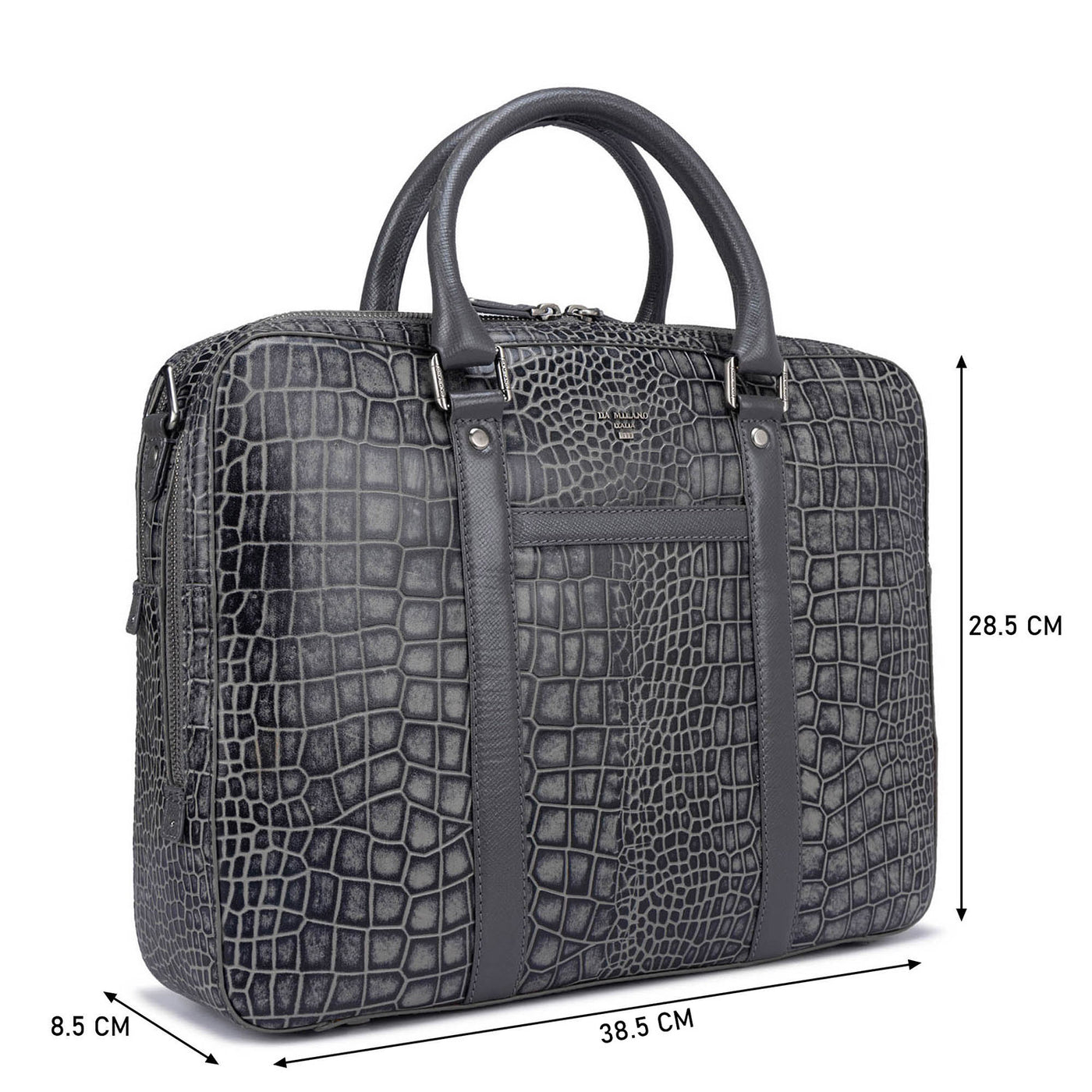 Grey Croco Leather Computer Bag - Upto 14"