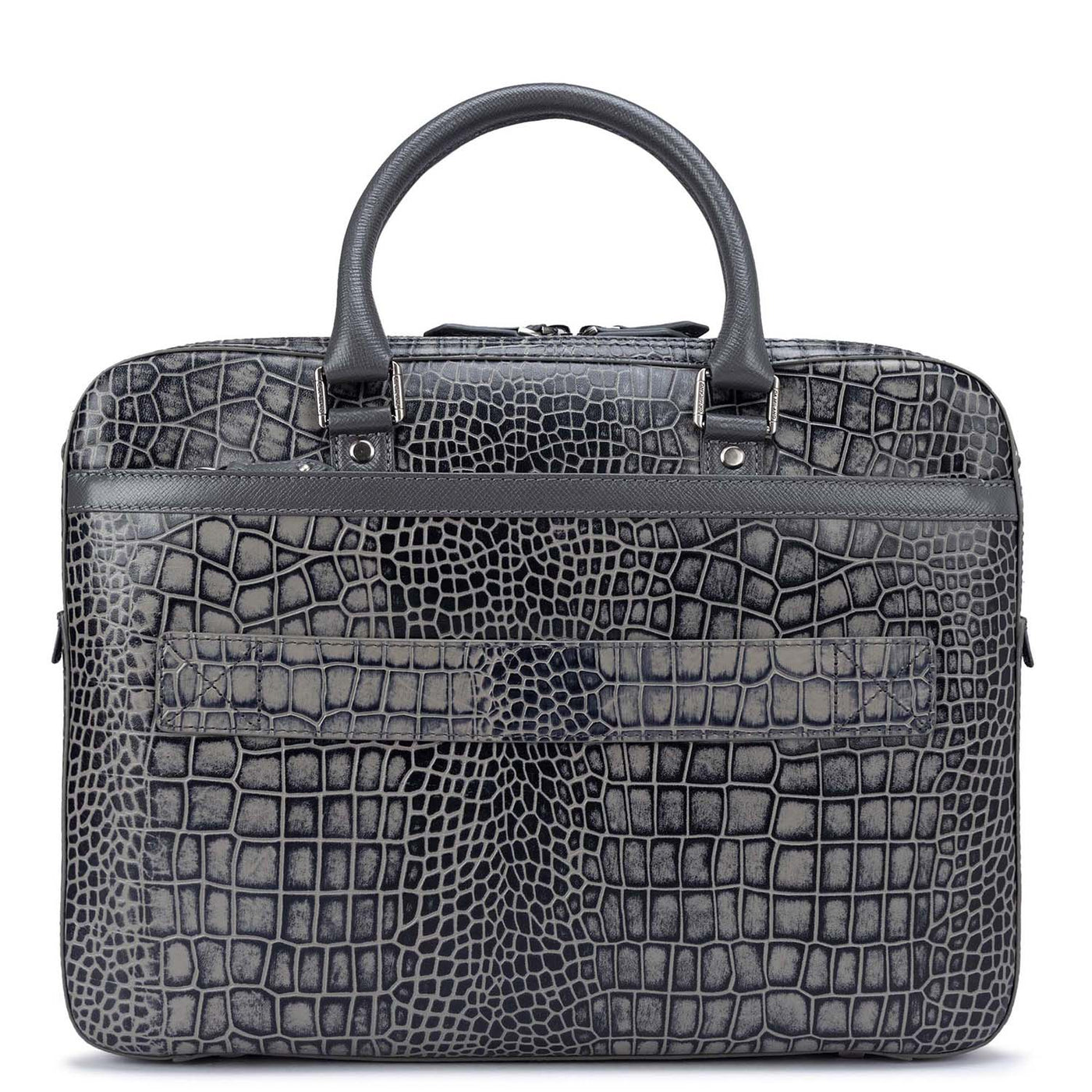 Grey Croco Leather Laptop Bag - Upto 14"