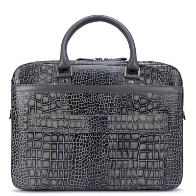 Grey Croco Leather Computer Bag - Upto 14"