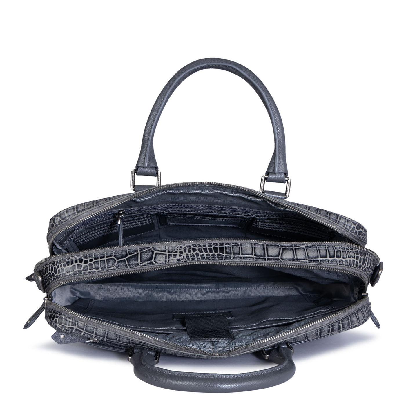 Grey Croco Leather Computer Bag - Upto 14"
