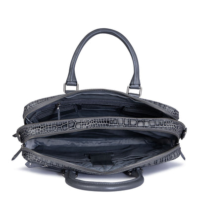 Grey Croco Leather Computer Bag - Upto 14"