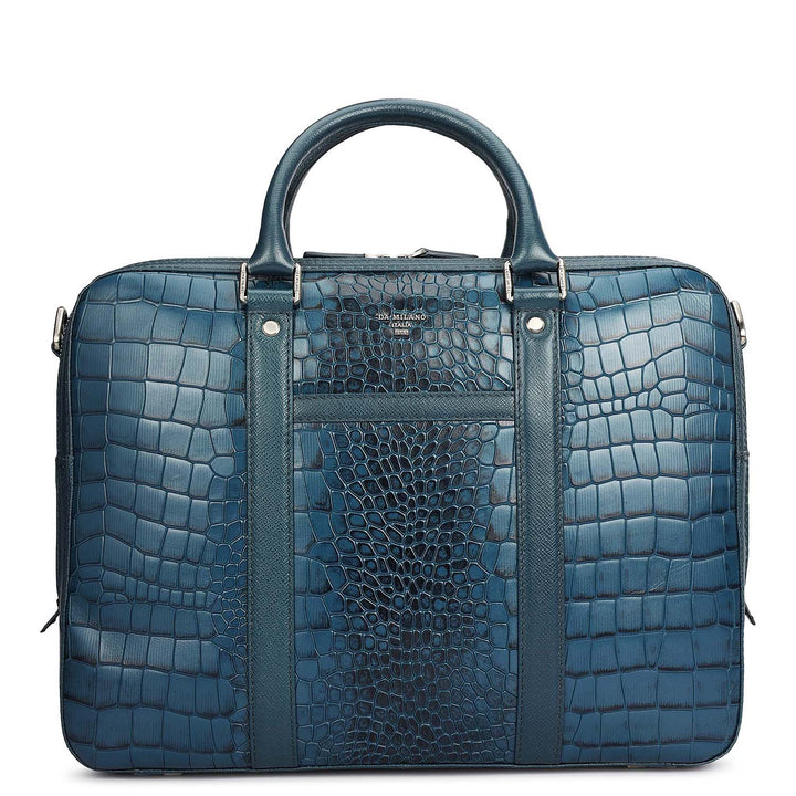 Croco Leather Laptop Bag - Octane