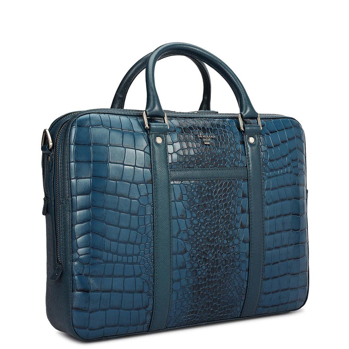 Croco Leather Laptop Bag - Octane