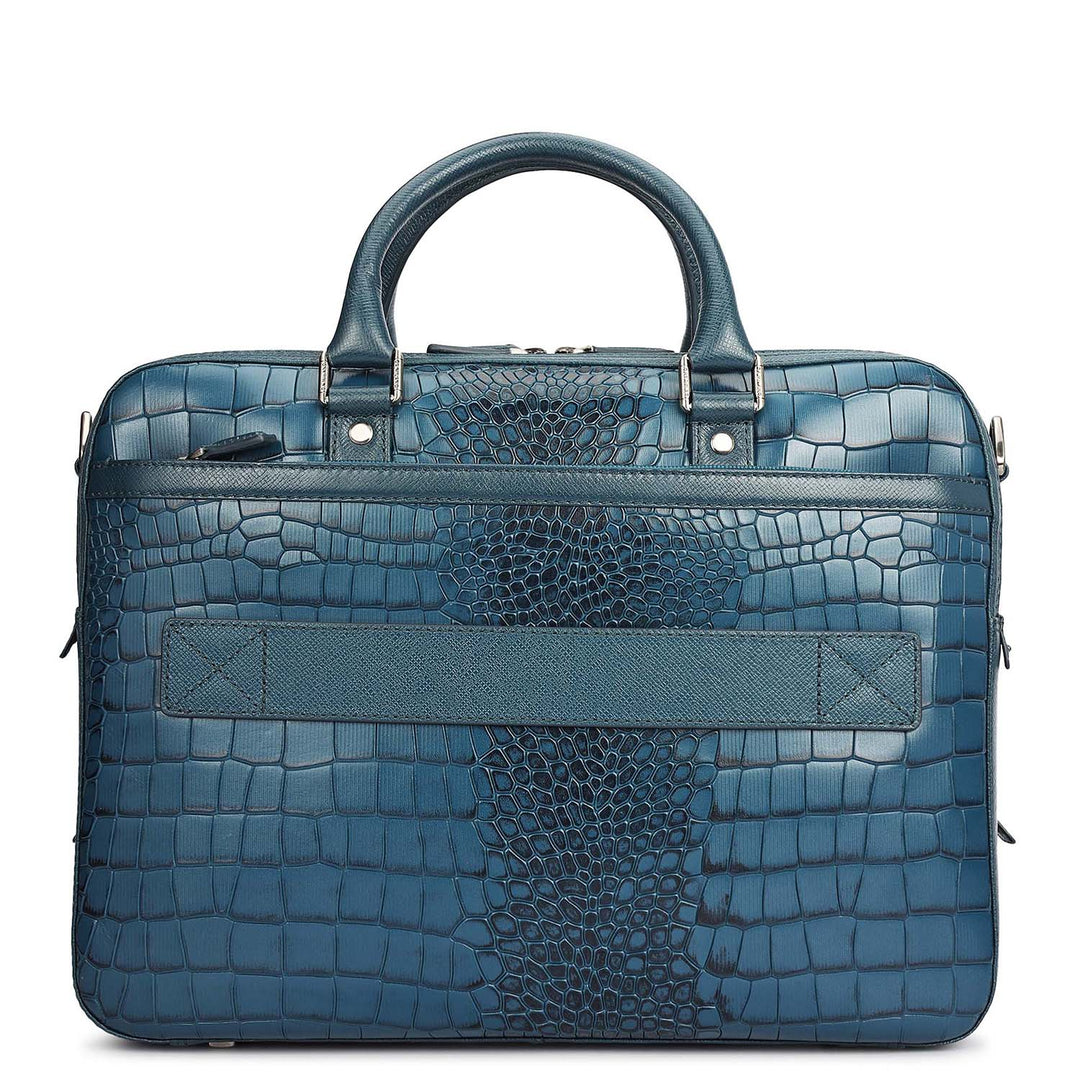 Croco Leather Laptop Bag - Octane