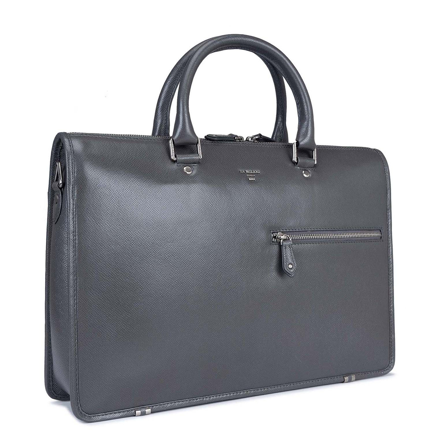 Grey Franzy Leather Laptop Bag - Upto 15"