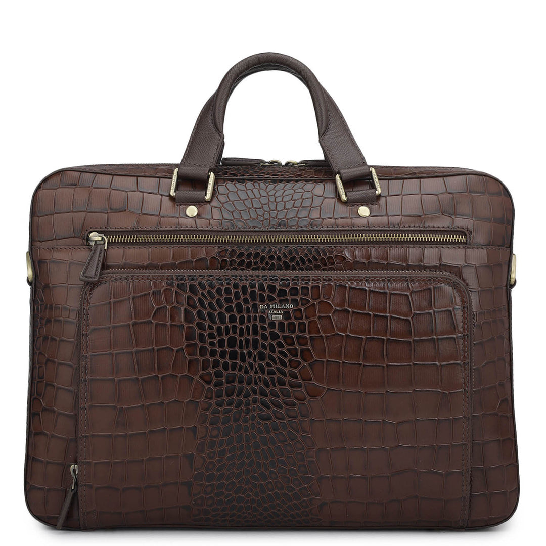 Croco Leather Laptop Bag - Date