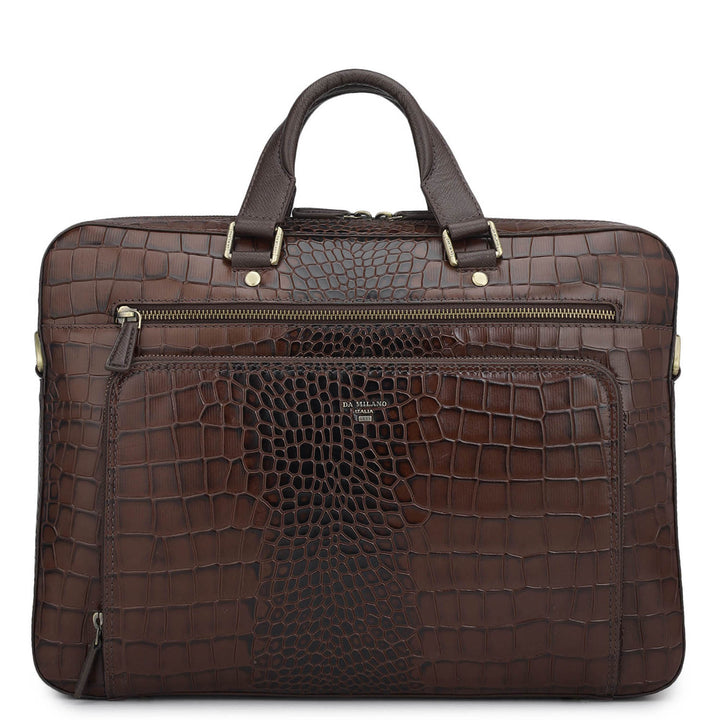 Croco Leather Laptop Bag - Date