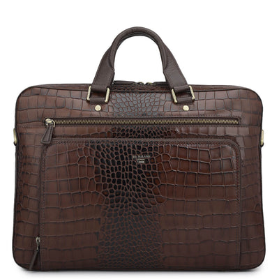 Croco Leather Laptop Bag - Date