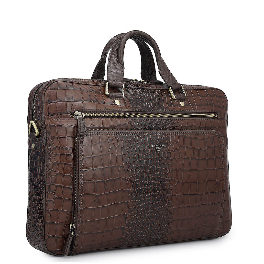 Croco Leather Laptop Bag - Date