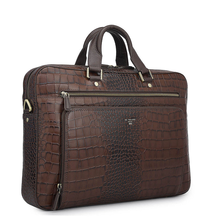Croco Leather Laptop Bag - Date