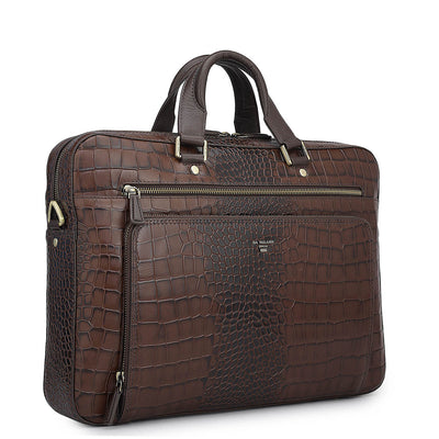 Croco Leather Laptop Bag - Date