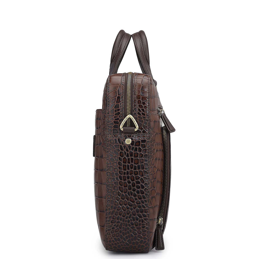 Croco Leather Laptop Bag - Date