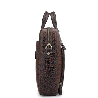 Croco Leather Laptop Bag - Date